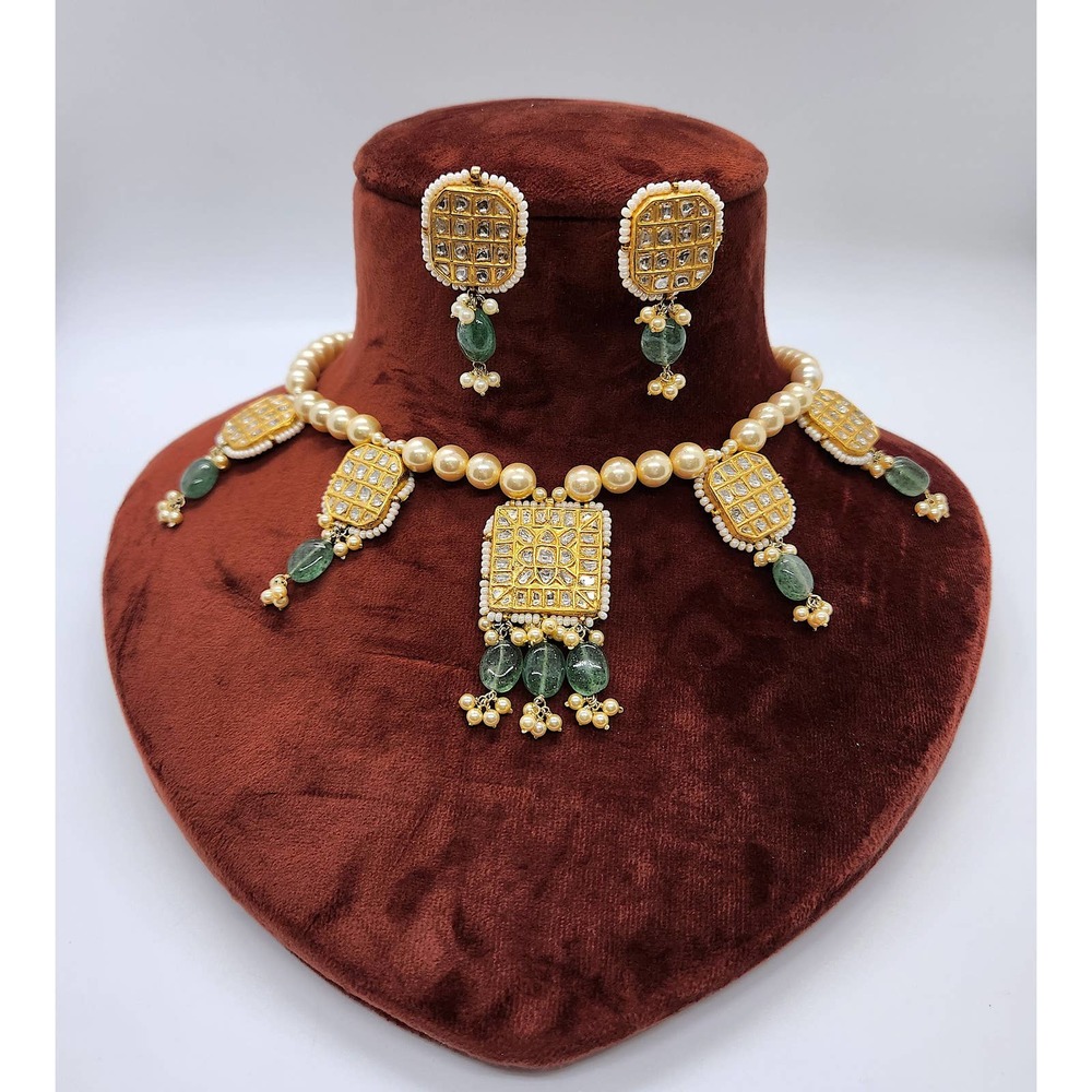 22k Gold Diamond Polki Necklace Set